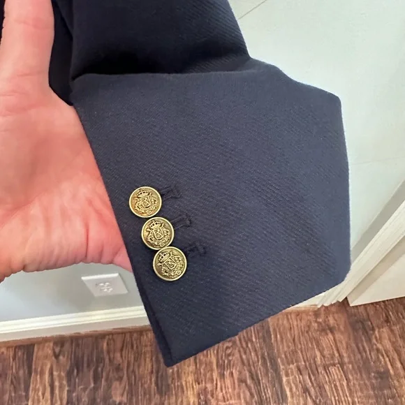 Navy Knit Double Breasted Blazer size 10 - Picture 3 of 9